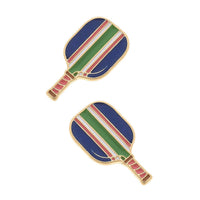 Ellie Pickleball Paddle Stud Earrings in Blue