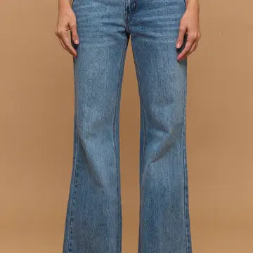 Mid Rise Tummy Control Relaxed Flare Jeans