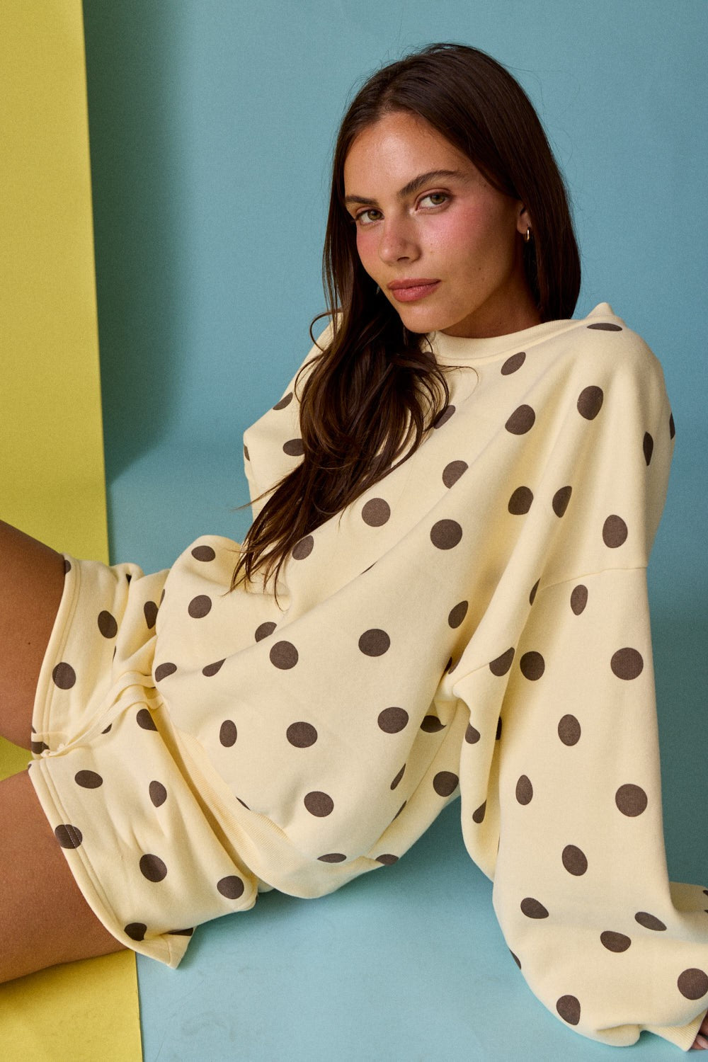 Yellow/Brown Polka Dot Fleece Set