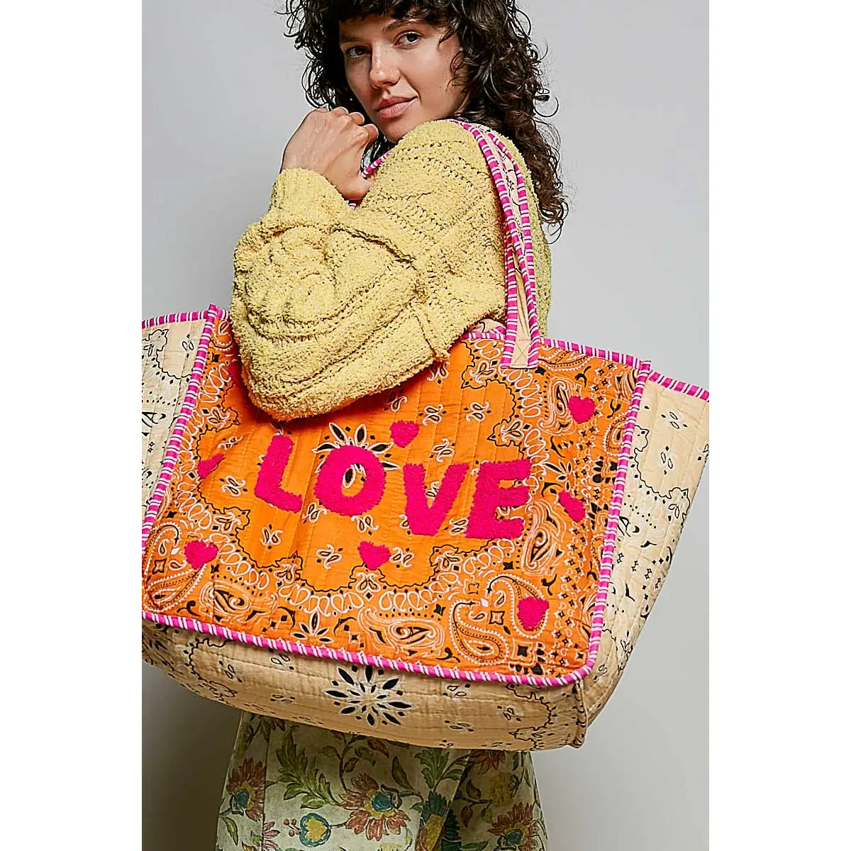 Love Bandana Quilted Tote Bag
