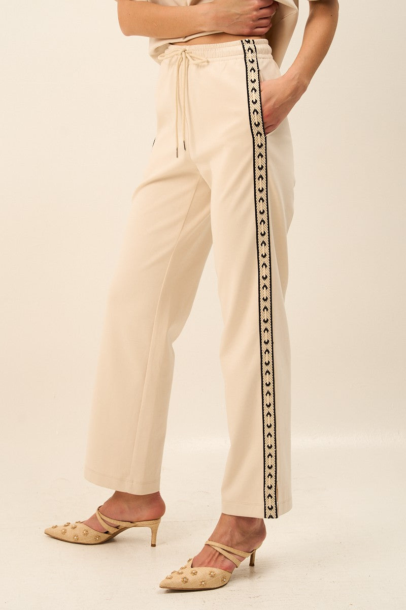 Ecru Western Side Seam Detail Pants