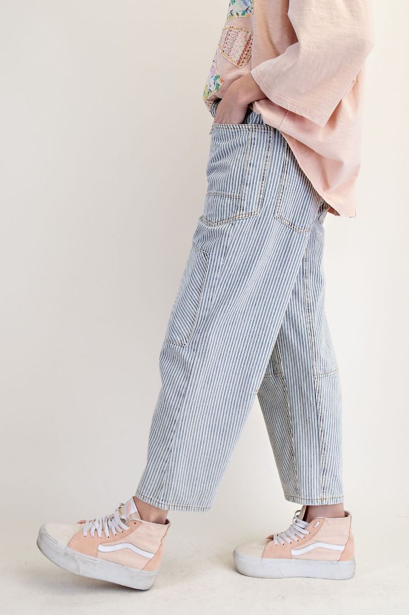 Denim Striped Washed Twill Jeans