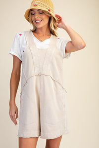 MINERAL WASHED TERRY SHORT ROMPER