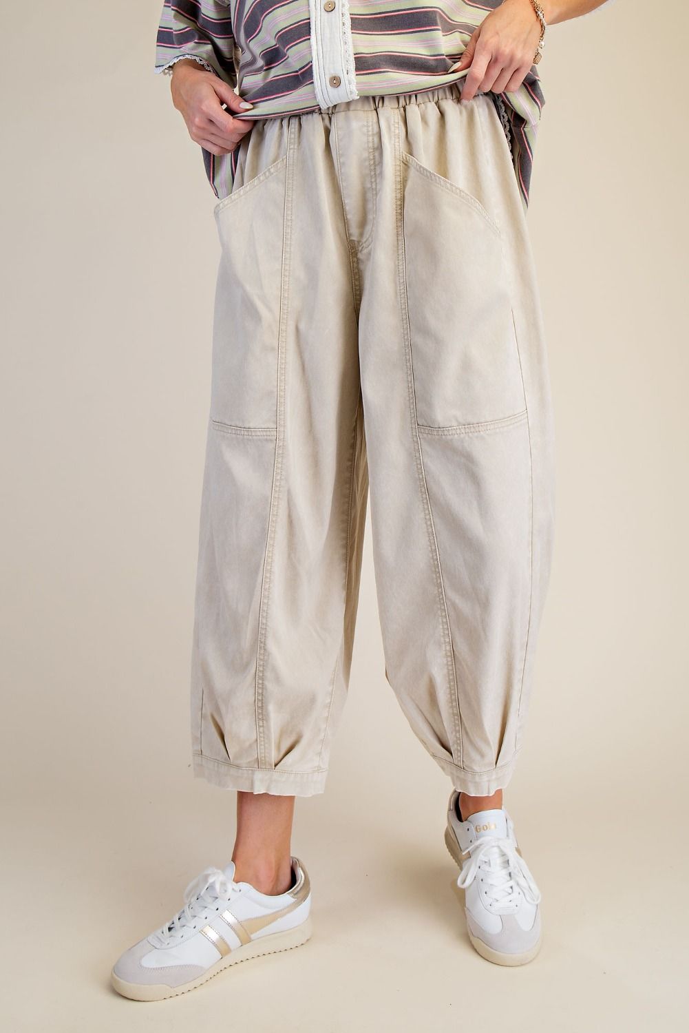 Khaki Elastic Waisted Pants