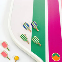 Ellie Pickleball Paddle Stud Earrings in Blue