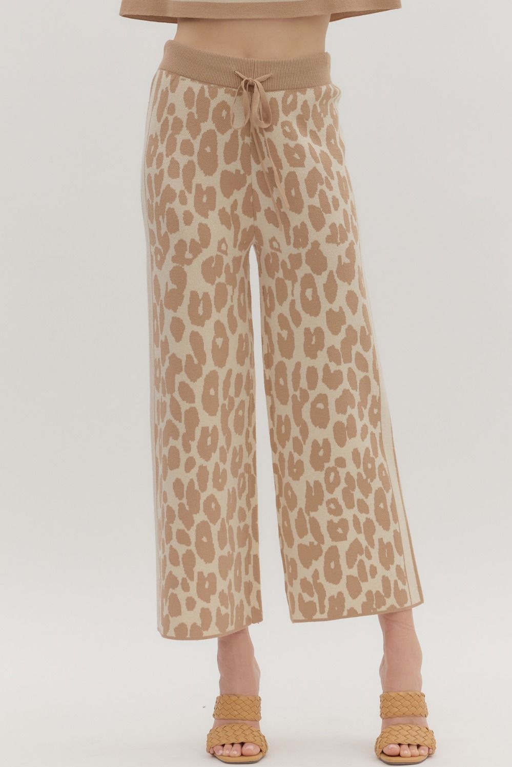 Animal Print High Waist Sweater Pull On Pants