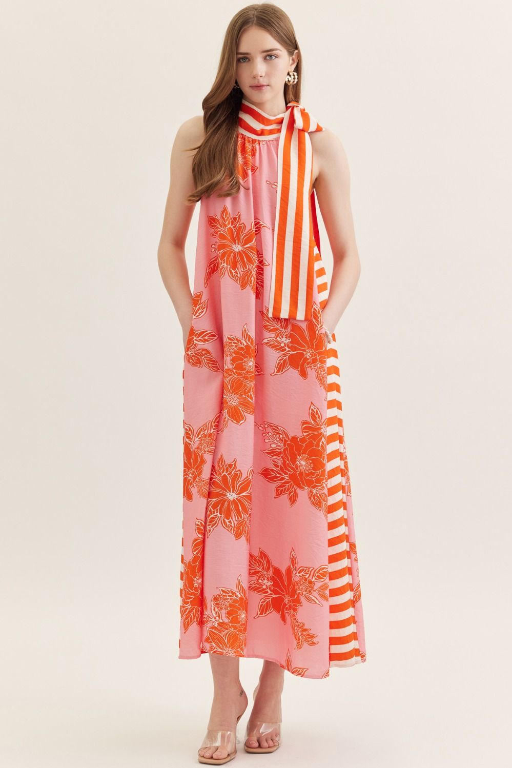 Pink Tropical Midi Dress