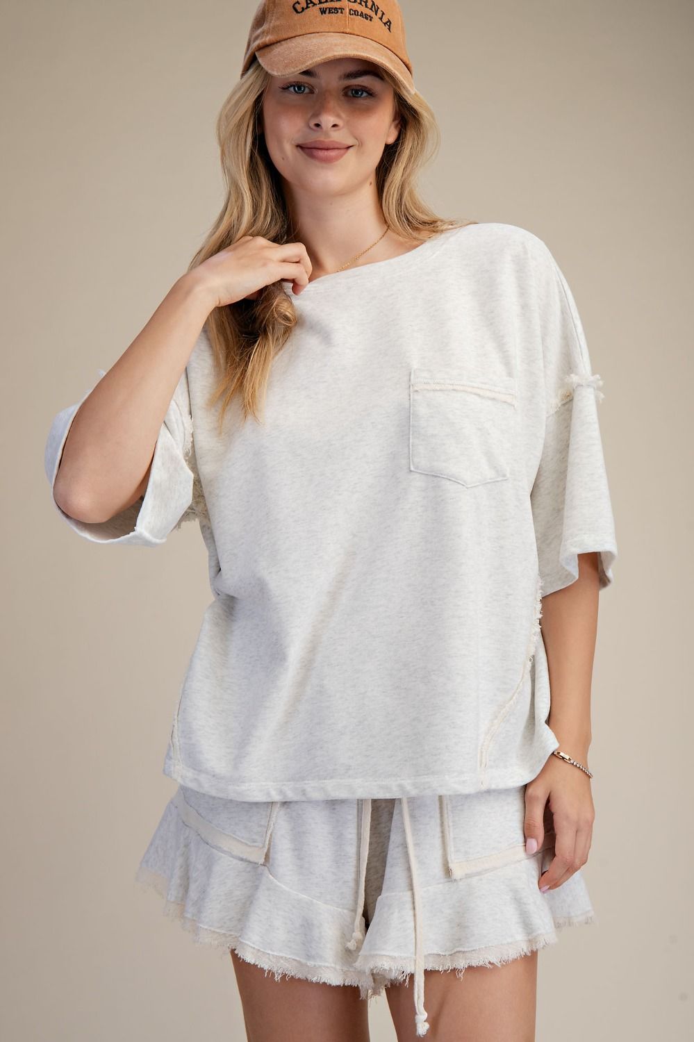 Natural Washed Terry Boxy Top