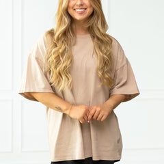 Dark Taupe Oversize Boyfriend Tee