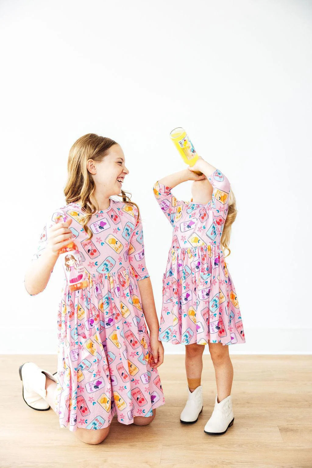Girly Pop 3/4 Sleeve Pocket Twirl Dress