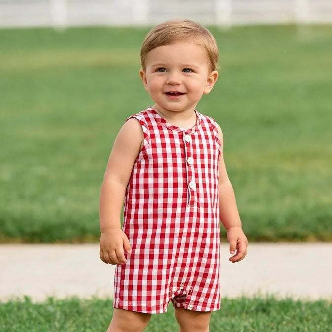 Summer Plaid Boy Romper