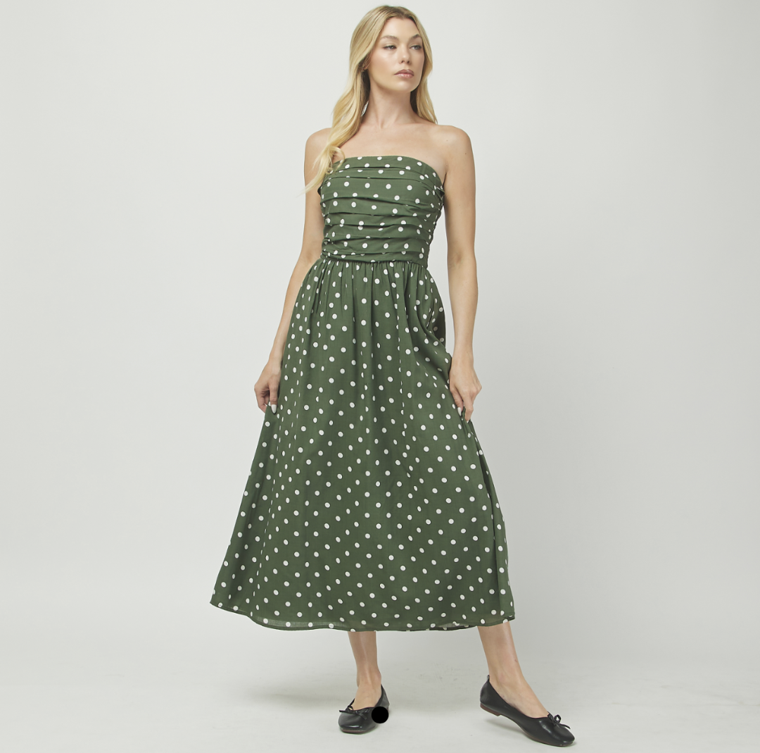 Olive Polka Dot Tube Maxi