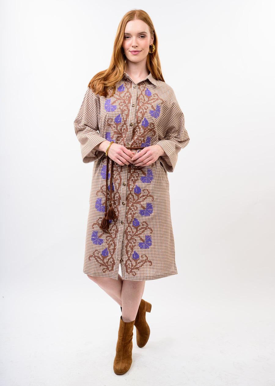Uncle Frank Button Front Embroidery Dress