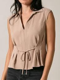 Taupe Sleeveless Tie Front Top