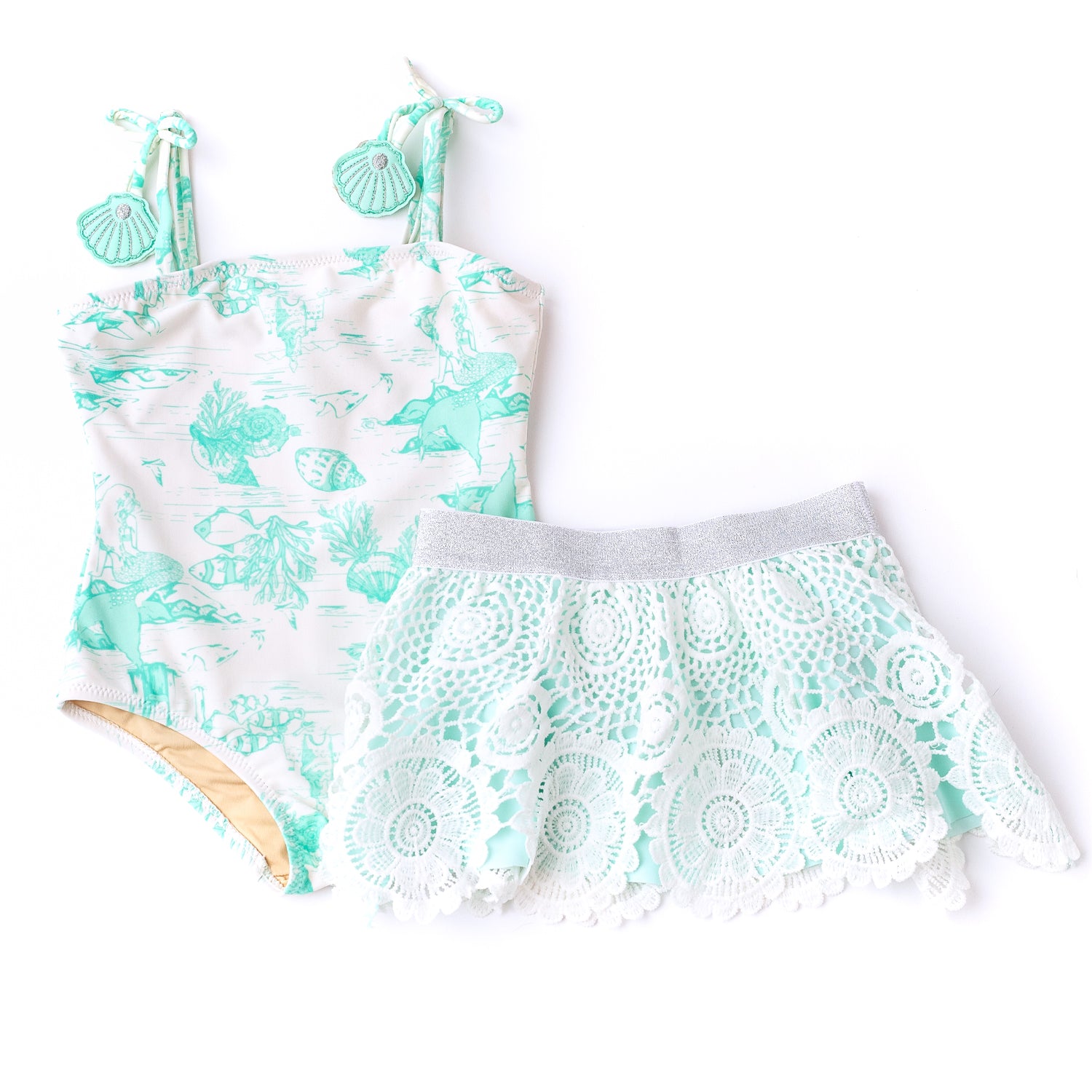 Pom pom 1 piece and skirt-mermaid toile