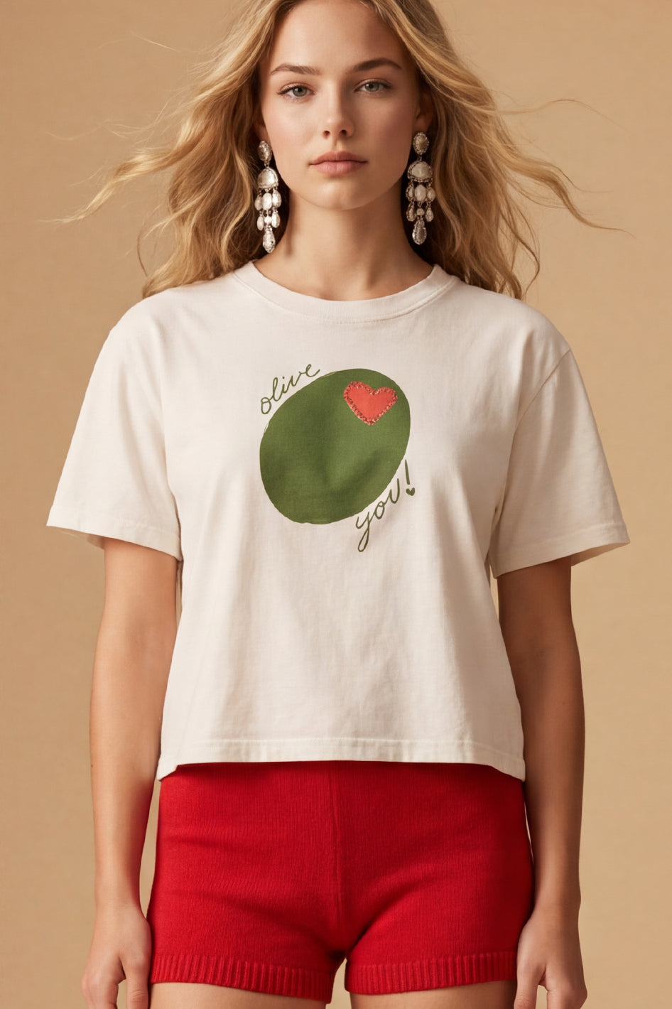 OLIVE YOU WIDE TEE