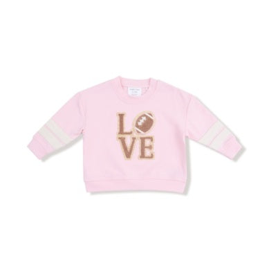 French Terry Sport - Varsity - Pink - Cozy Drop Sleeve Sweatshirt W/ Varsity Stripes