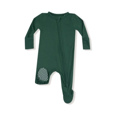 Basics - Hunter Green - 2 Way Zipper Footie