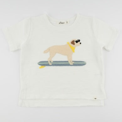 SURFING DOG TERRY APPL RAW EDGE TEE